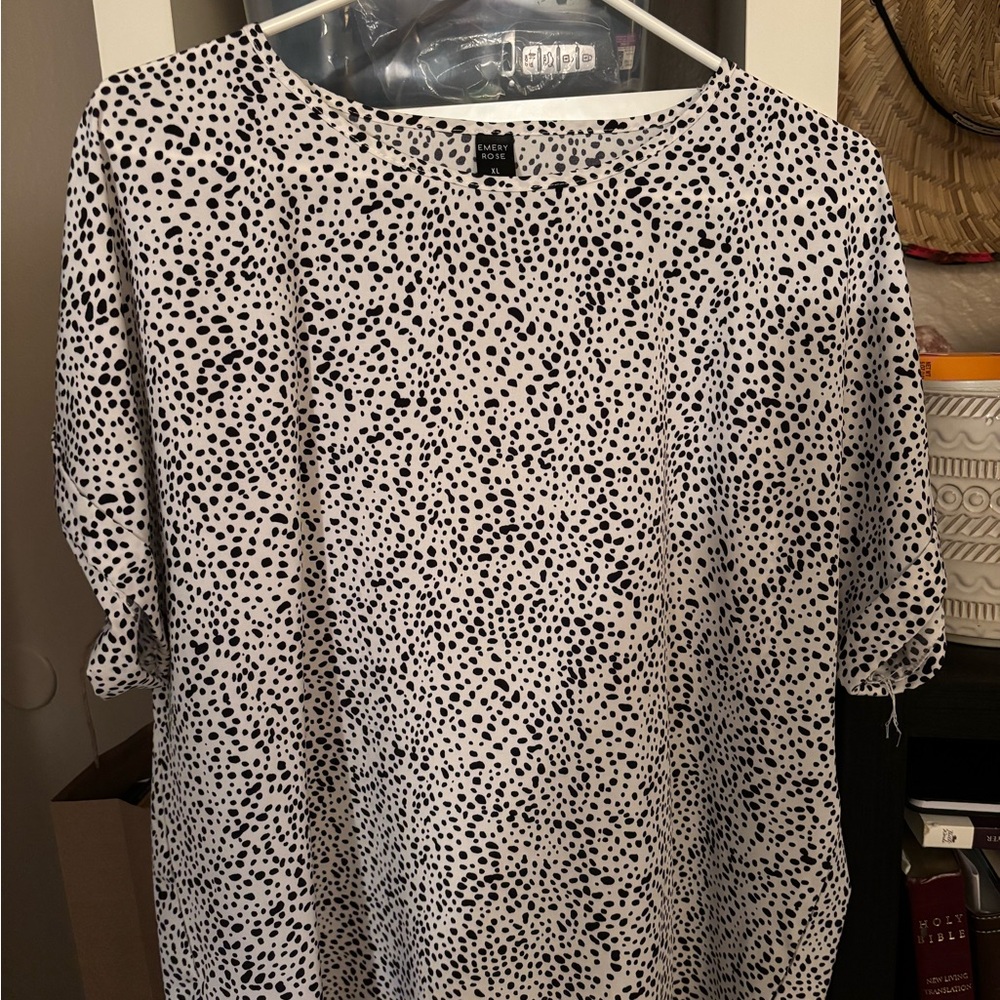 Black and White Polka Dot Women's Top